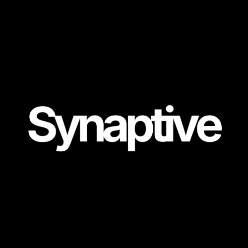 Synaptive logo in black with white text